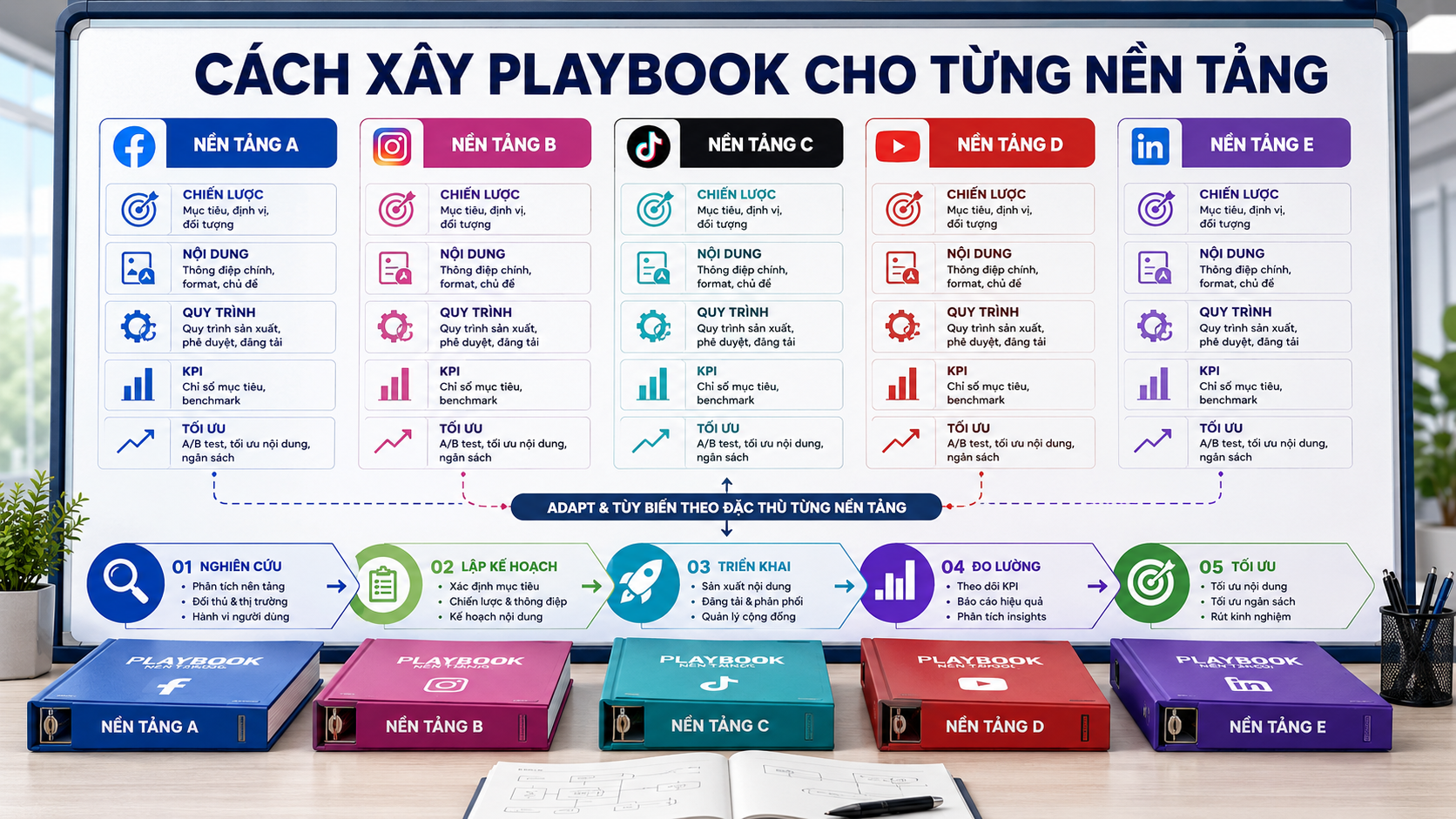 Hướng dẫn chi tiết cách xây playbook cho từng nền tảng truyền thông
