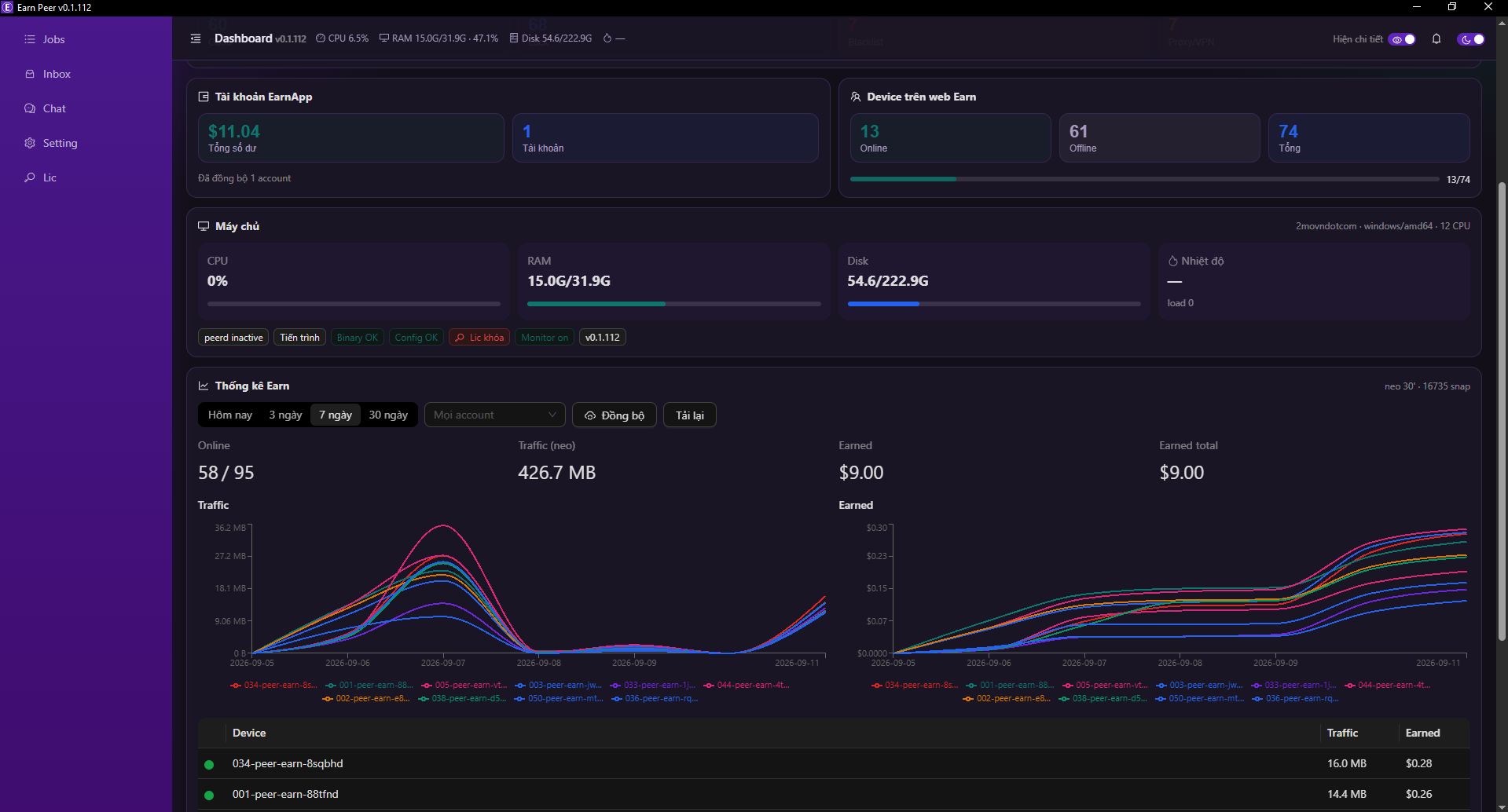 Earn Peer Manager